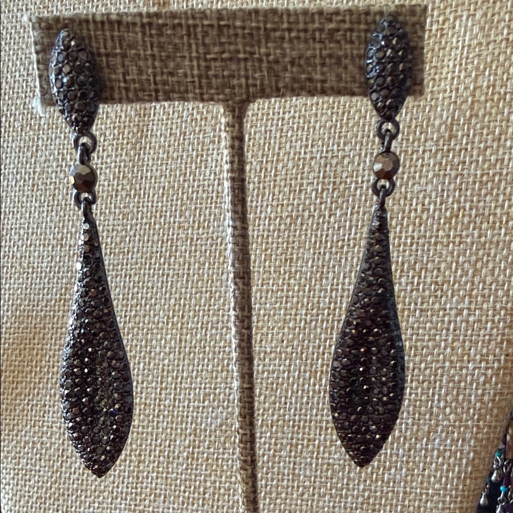 Park Lane Black Crystal Teardrop Dangle Earrings